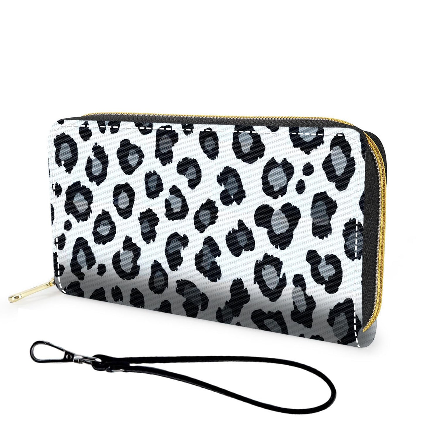 HOTWallet,Large Capacity RFID Blocking Leather Wallet, Durable Smooth Zipper Clutch,Unisex Travel Wallet for Cards,Cash,and Coins - Black Cat and Flowers
