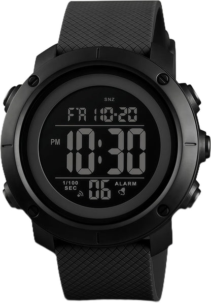 HOTOLAZONE Men Digital Watch Sports Waterproof Military Back Light Small Watch for Men Black
