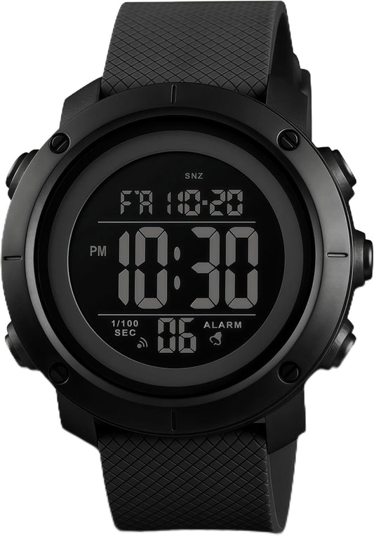 HOTOLAZONE Men Digital Watch Sports Waterproof Military Back Light Small Watch for Men Black