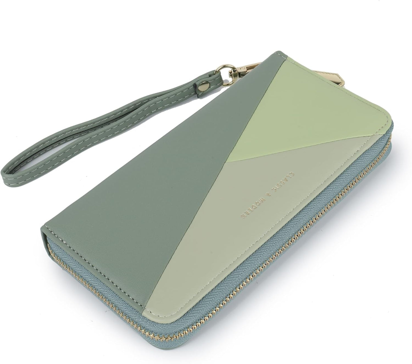 HOTLuxury Women Wallet With Cell Phone Pouch,Card Slots,Zip Pocket | Green Elegant Clutch Ladies Wallets,Soft PU Leather,Waterproof,Cards Organization For Women,Ladies,Daily,Travel