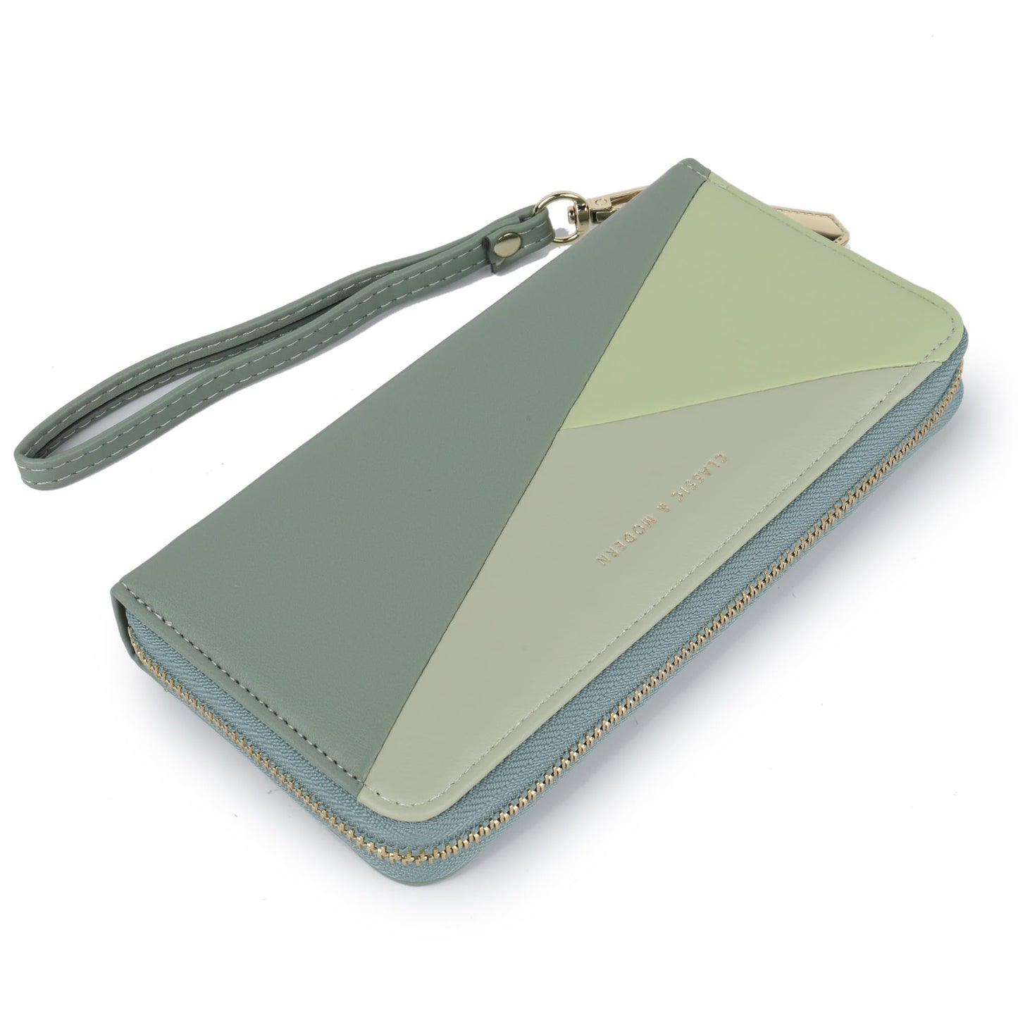 HOTLuxury Women Wallet With Cell Phone Pouch,Card Slots,Zip Pocket | Green Elegant Clutch Ladies Wallets,Soft PU Leather,Waterproof,Cards Organization For Women,Ladies,Daily,Travel