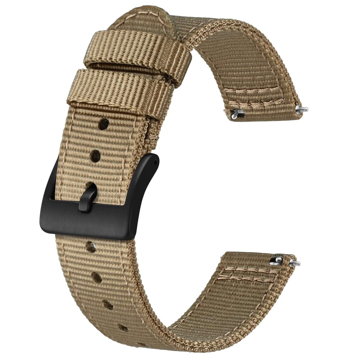 HOTBISONSTRAP Men’s Nylon Watch Bands, Two-Piece Military Watch Straps, Quick Release, Brushed Buckle, Band Width 18mm 19mm 20mm 22mm