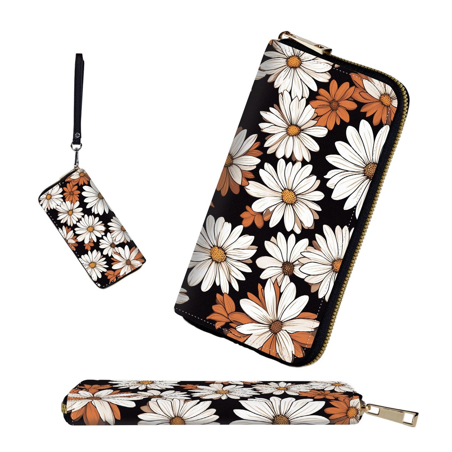 HOTRFID-Blocking Zip Around Wallets for Women with Detachable Wrist Strap,Large Capacity Phone Holder with Card Organizer & Coin Pocket,Brown Highland Cow