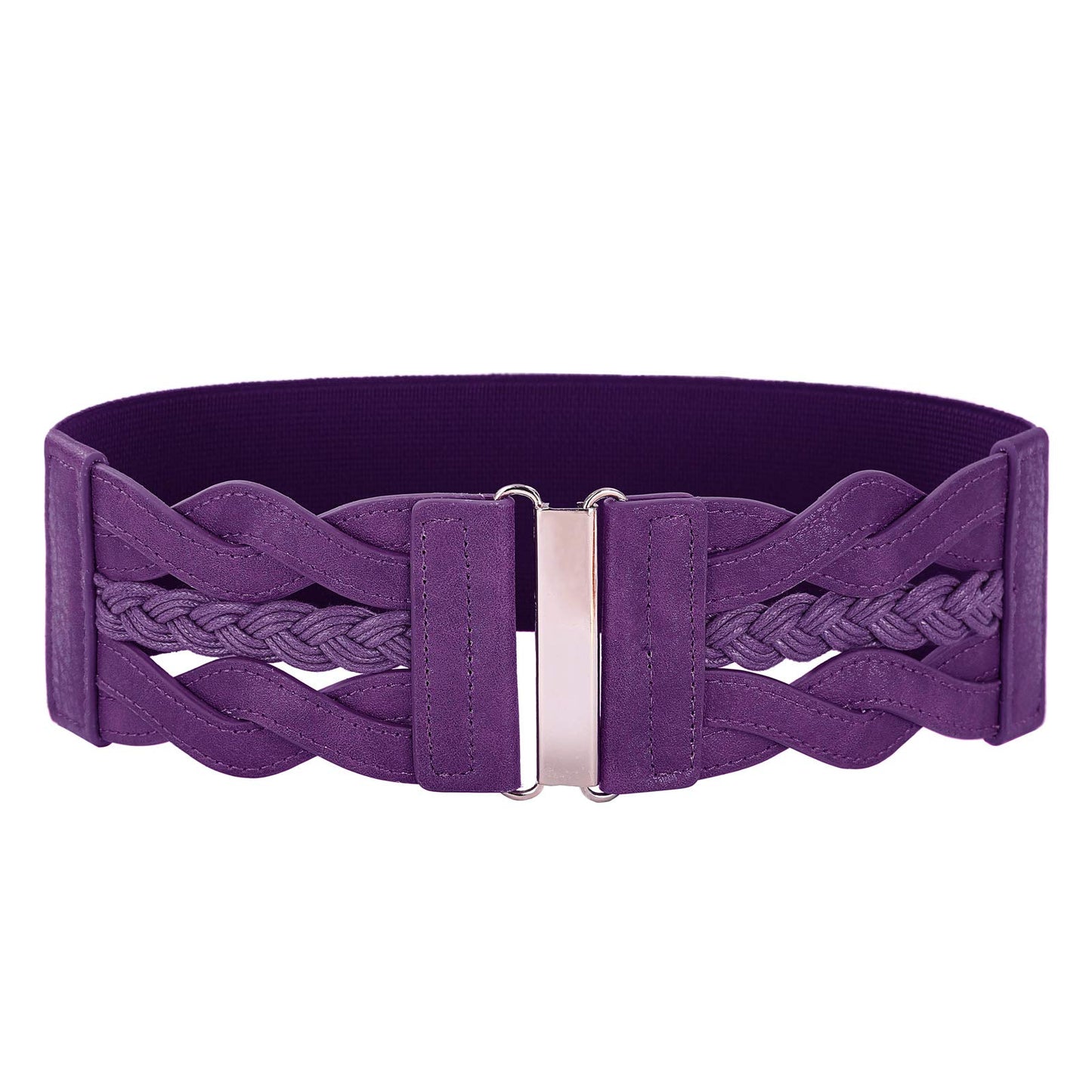 HOTGRACE KARIN Wide Belts for Women Elastic Waist Belt | 3 inch wide stretchy waistband, Woven design, Golden buckle, For dresses skirt, Vintage casual boho western style