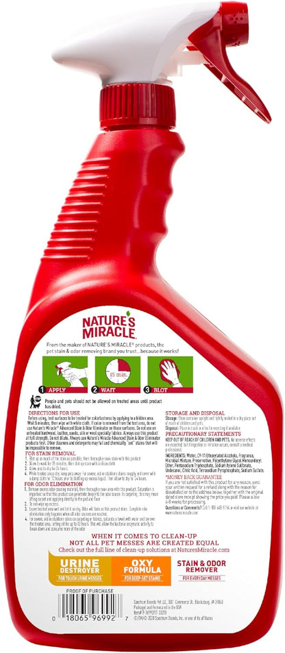 HOTNature's Miracle Advanced Cat Stain and Odor Eliminator Spray, Severe Mess Enzymatic Formula For Tough Pet Messes, 32 oz