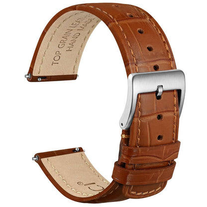 HOTWOCCI Watch Bands, Top Grain Leather, Embossed Alligator Grain, Quick Release, Band Width 18mm 20mm 22mm