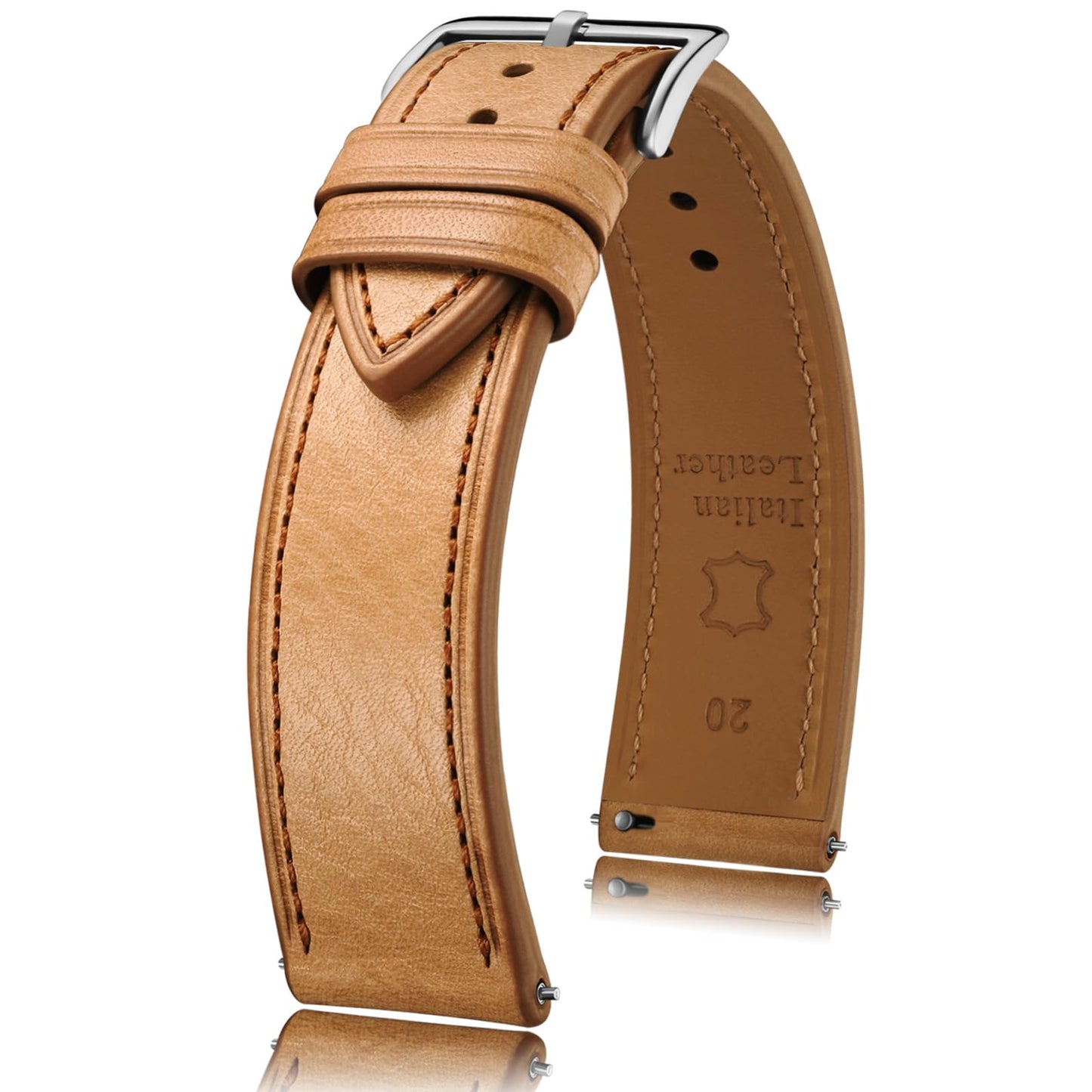 HOTGetalia Italian leather Watch Band Tuscany Natural Vegetable-Tanned Full Grain Genuine Leather,18mm 19mm 20mm 21mm 22mm Quick Release Replacement Watch Straps for Men and Women Thin and Soft