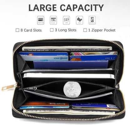 HOTChristian Cross Quote Bible Verse Matthew 19:26 Print Wallet for Women Large Capacity Wallet Credit Card Holder PU Leather Zipper Clutch Purse Phone Wallet