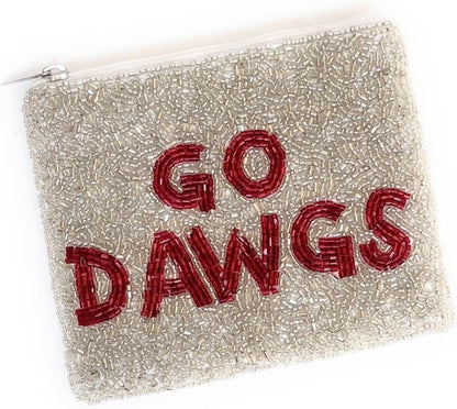 HOTGo Dawgs Beaded Coin Purse, Go Dawgs Coin Purse, Beaded Coin Pouch, Small Wallets, Birthday Gift, Football Fans Gifts