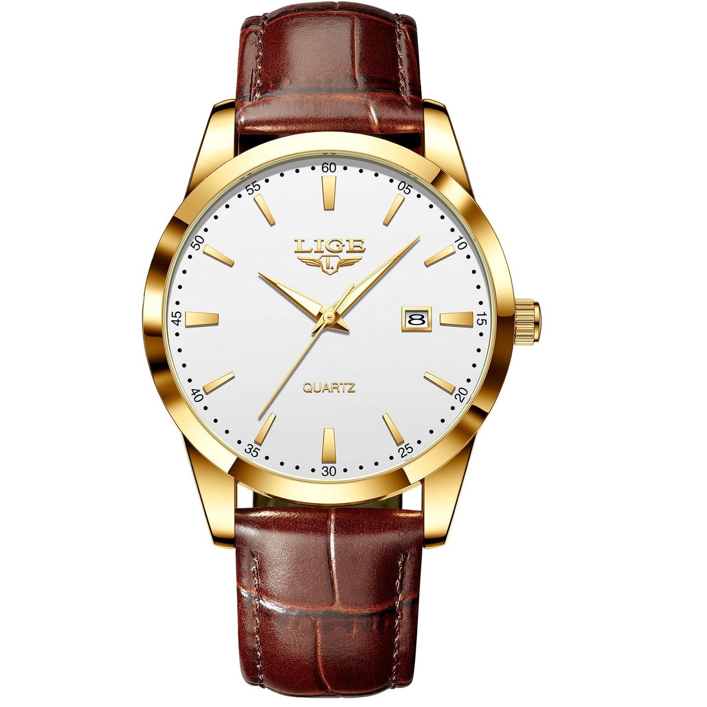 HOTLIGE Watches for Men Waterproof Analog Dress Vintage Chronograph Analog Casual Leather Stainless Steel Unique Quartz Movement Retro Luminous Elegant Men's Wrist Watch Date Display