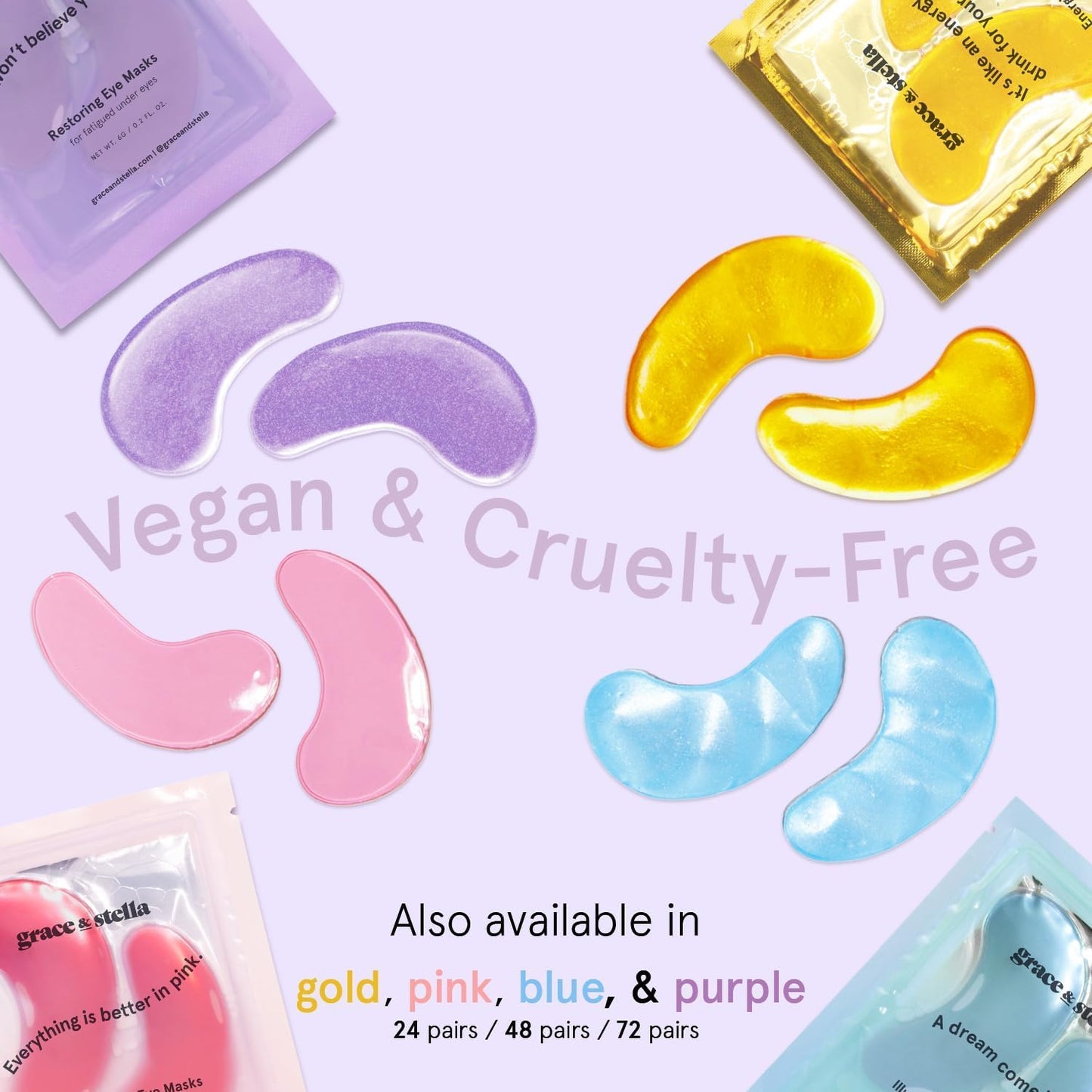HOTgrace & stella Retinol Under Eye Patches for Puffy Eyes & Dark Circles - Restoring Gel Under Eye Masks with Hyaluronic Acid - Birthday Gifts for Women, Bachelorette Party Favors (Purple, 24 Pairs)
