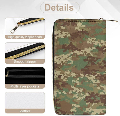HOTPortable Womens Long PU Leather Wallet Army Classic Camouflage Pattern, Large Capacity Multi Card Slot Organizer, Waterproof Slim Purse for Shopping Trips