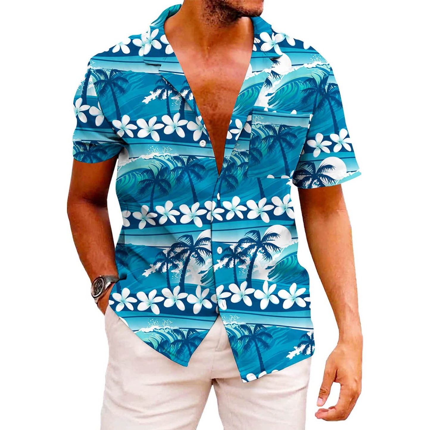HOTKYKU Funky Hawaiian Shirt for Men Palm Beach Shirts Tropical Vacation Clothes