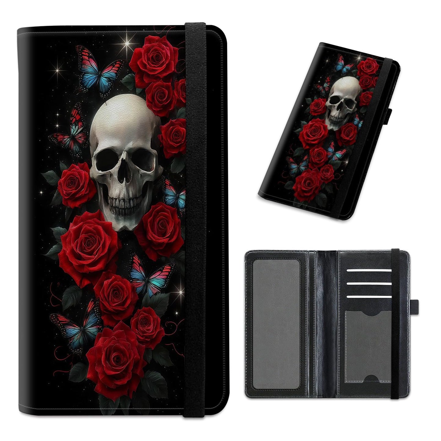 HOTCheckbook Cover for Personal Checkbook Leather Check Book Covers for Women Men with RFID Blocking Multi Card Slots Lightweight Compact Wallet, Retro Music Note