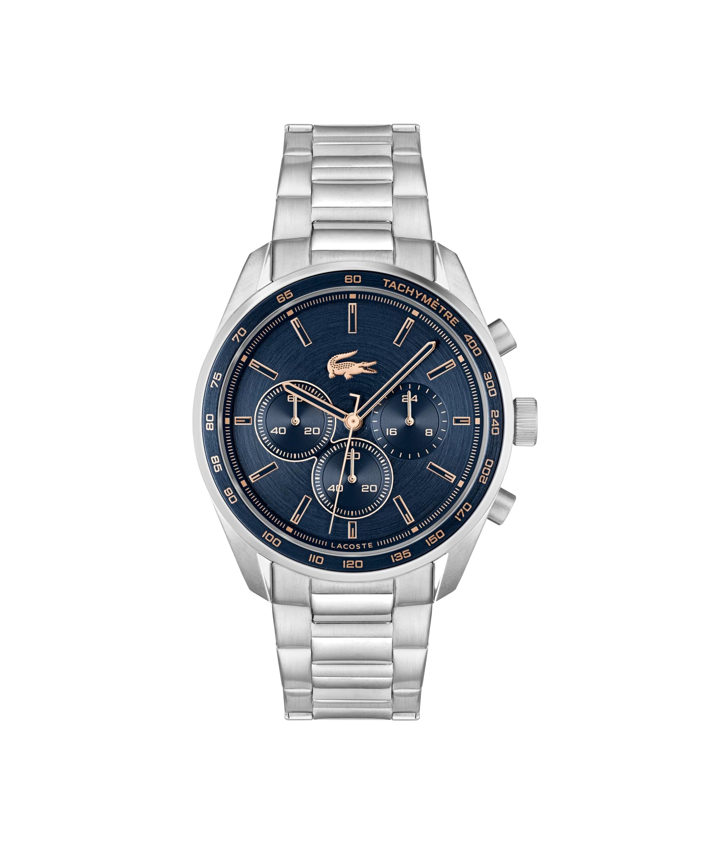 HOTLacoste Boston Men's Chronograph Watch - Classic Stainless Steel - Tachymeter - Water Resistant up to 5ATM/50 Meters - Modern Design for Him - 42mm