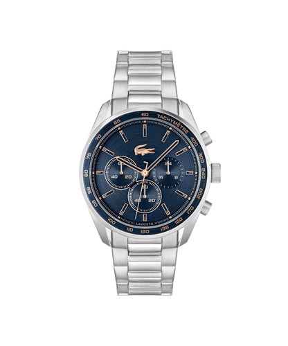 HOTLacoste Boston Men's Chronograph Watch - Classic Stainless Steel - Tachymeter - Water Resistant up to 5ATM/50 Meters - Modern Design for Him - 42mm