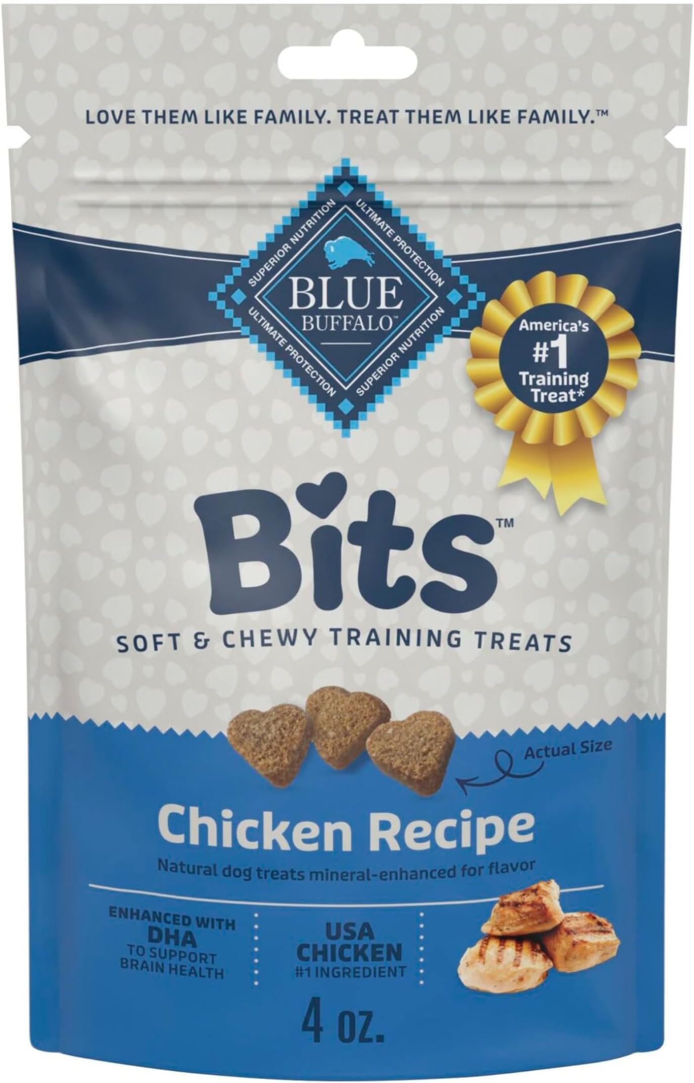 HOTBlue Buffalo Bits Chicken Soft & Chewy Dog Treats, Bite-Sized for Training, Made with Real Chicken & Enhanced with DHA, Heart-Shaped Dog Treats, Made in the USA with Natural Ingredients, 19 oz.