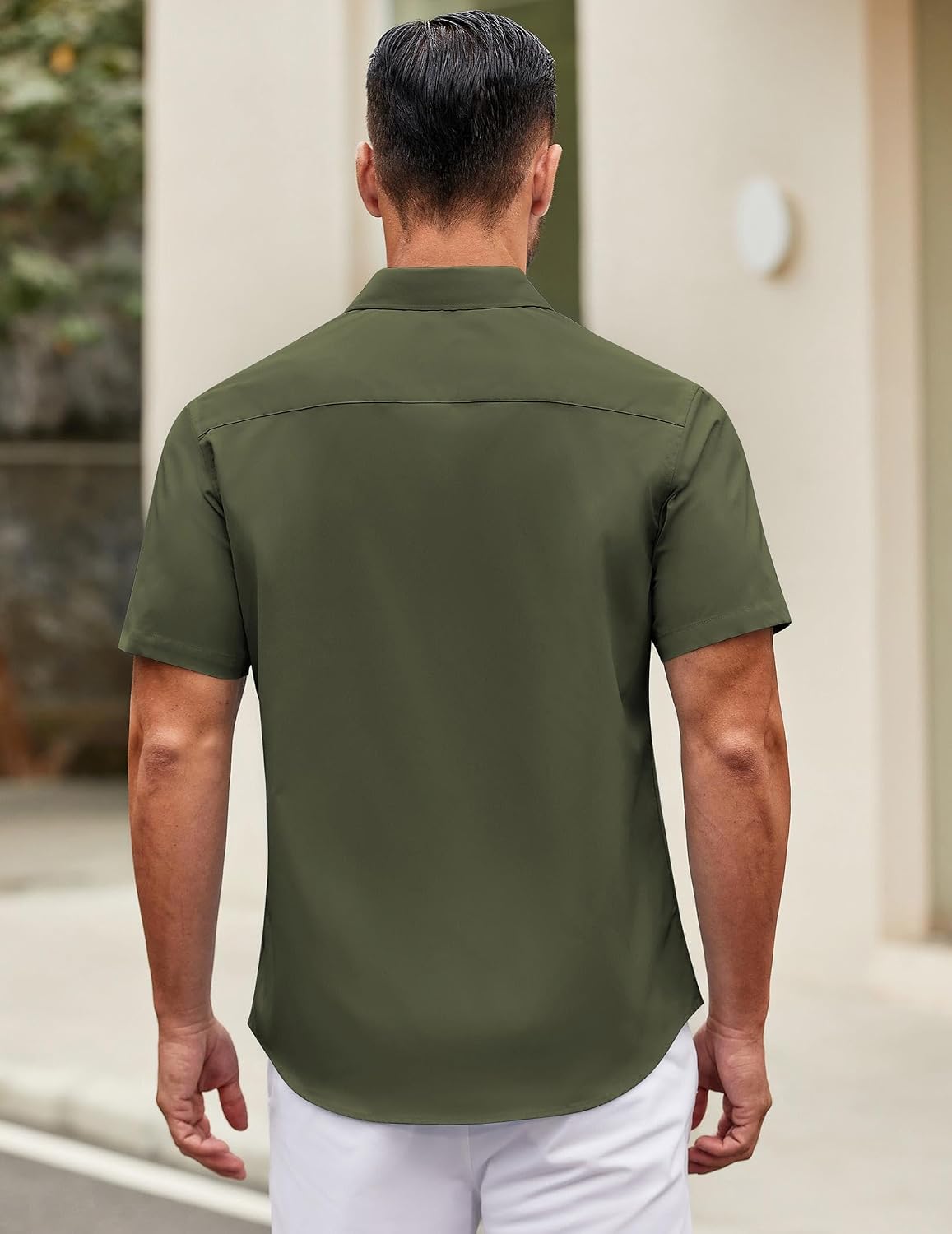 HOTCOOFANDY Mens Short Sleeve Casual Button Down Shirts Summer Untucked Dress Shirts with Pocket