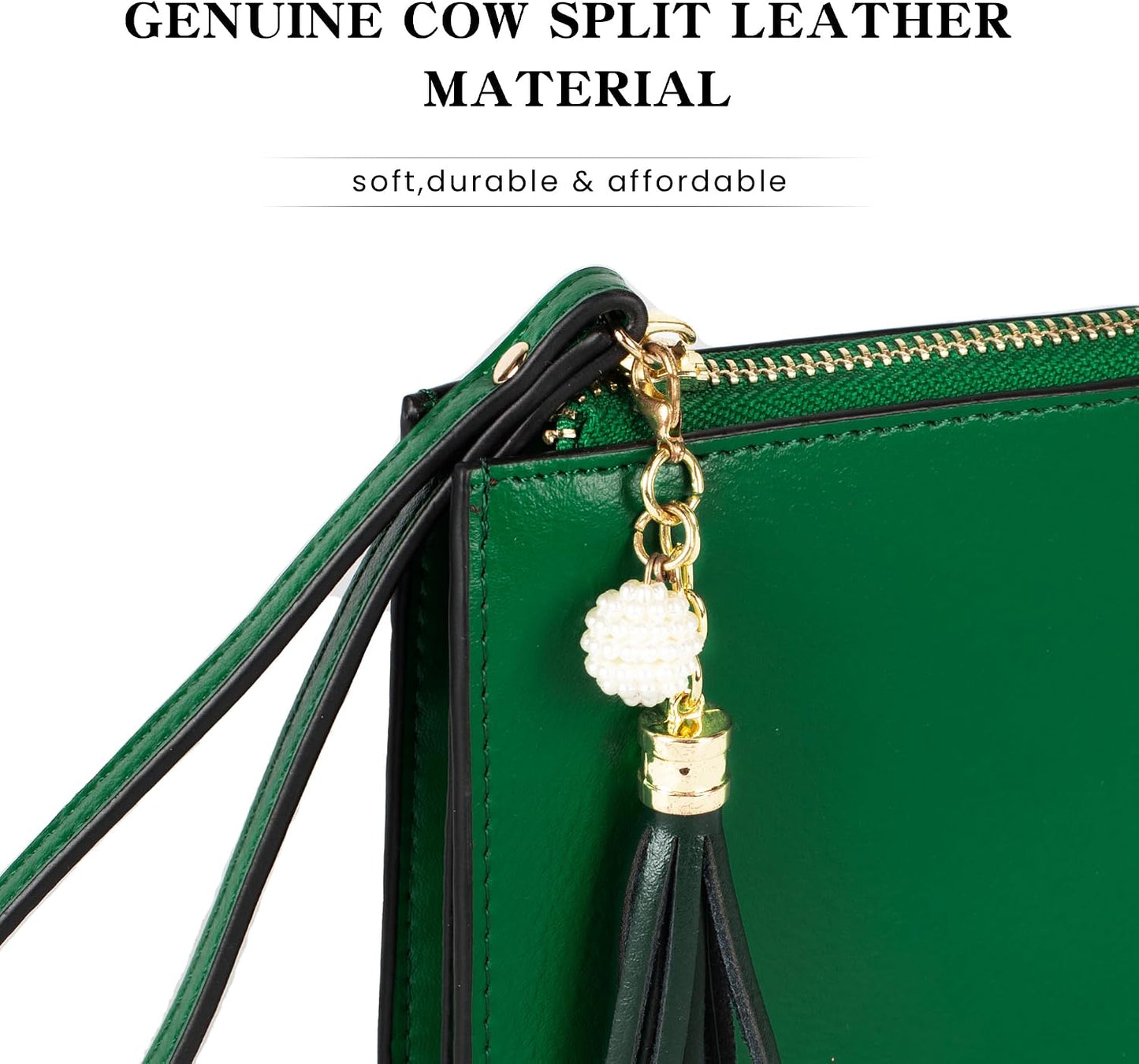 HOTbefen Genuine Leather Wristlet Clutch for Women Ultra-Slim Ladies Credit Card Holder Wallet Purses with RFID Protection