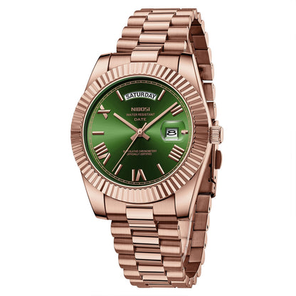 HOTNIBOSI Men Watches Analog Quartz Stainless Steel Rose Gold Silver Watches for Men Waterproof Business Classic Desiger Wrist Watch with Day Date