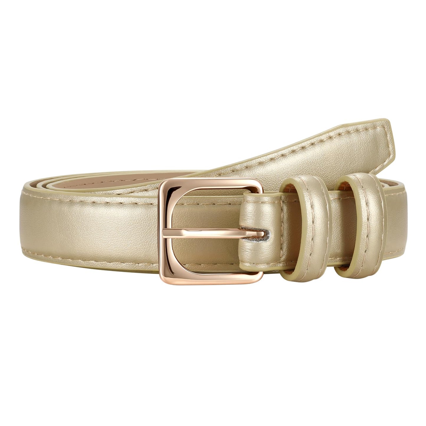 HOTJASGOOD Women Leather Belt Fashion Ladies Leather Waist Belt for Pants Jeans Dress with Gold Buckle