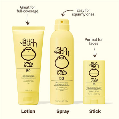 HOTSun Bum Kids SPF 50 Sunscreen Clear Body Spray - Broad Spectrum Water-Resistant with Vitamin E - Wet or Dry Skin Application - Hawaii 104 Act Compliant (Without Octinoxate & Oxybenzone) - 6 oz
