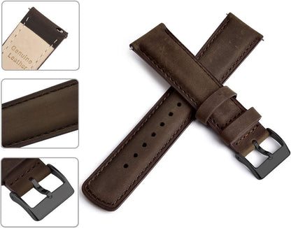 HOTRitche Christmas Gift Quick Release Leather Watch Bands Genuine Watch Straps for Men Women Top Grain Leather Watch Strap, White Elephant Gifts, Stocking Stuffers for Men, Father's Day gifts