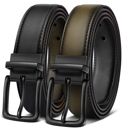 HOTBULLIANT Men's Belt,Reversible Belt Adjustable For Gift Men 1.25”-Cut For Fit-2 Sides in 1 Belt(Not 2)
