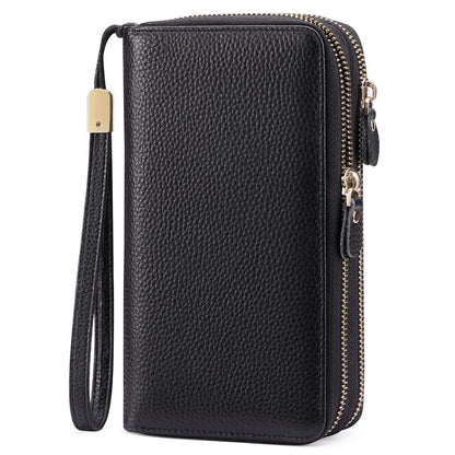 HOTSENDEFN Leather Women Wallet RFID Blocking Zipper Around Phone Holder Clutch Wristlet Large Capacity