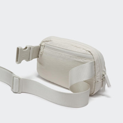 HOTPander Two Way Zipper Fanny Pack Nylon Everywhere Belt Bag for Women, Water Repellent Waist Packs, Crossbody Bags with Adjustable Strap (White Opal).