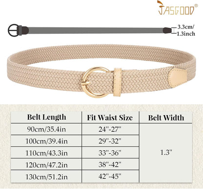 HOTJASGOOD Women Men Braided Woven Elastic Stretch Waist Belt Golf Canvas Fabric Casual Belt for Jeans Pants
