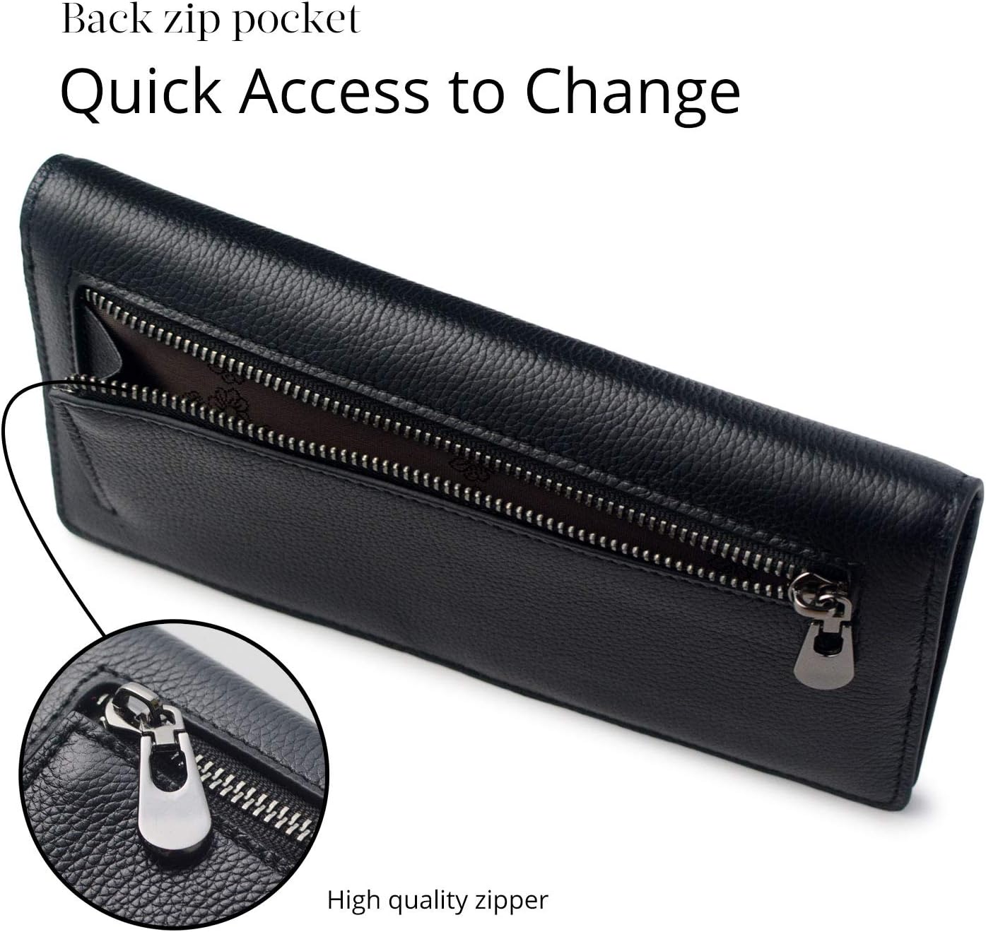 HOTBveyzi Ultra Slim Thin Leather RFID Blocking Credit Card Holder Bifold Clutch Wallets for Women