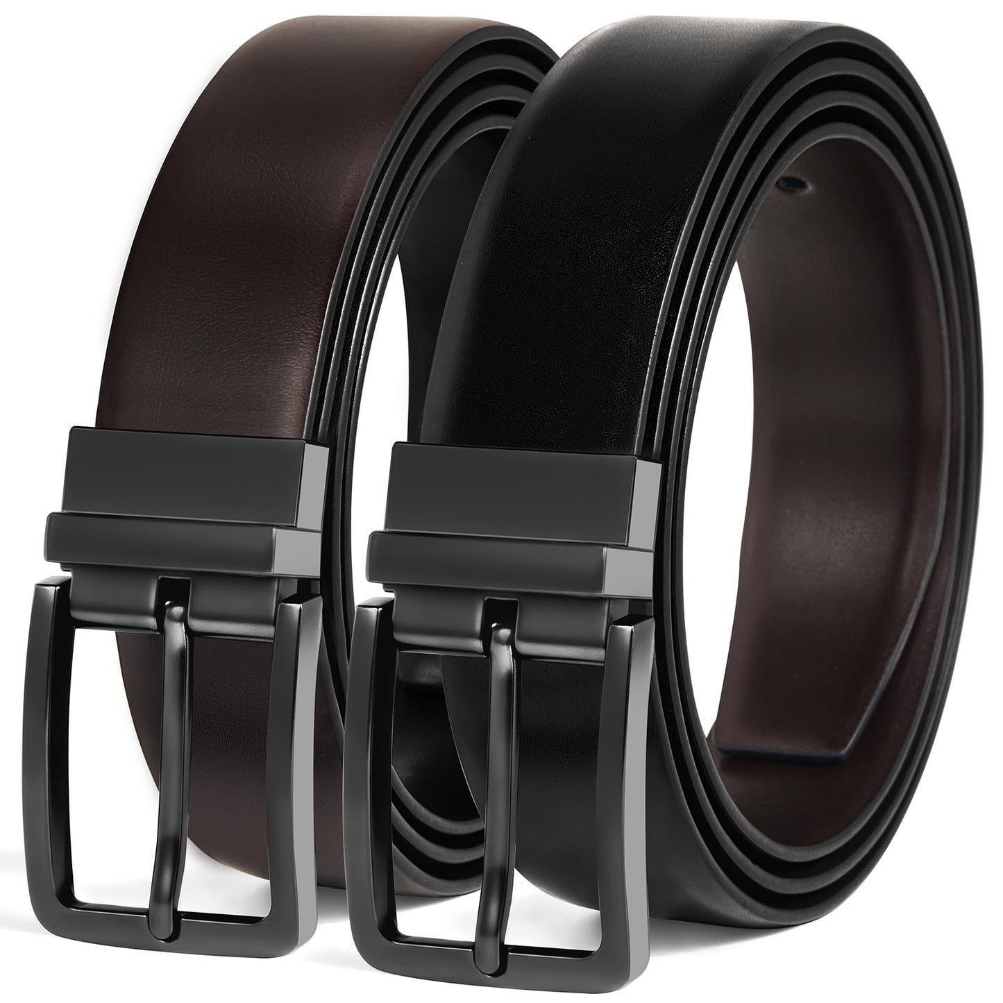 HOTMen's Belt Reversible Belt Men 1 Piece - 1 3/8" Leather Dress Belt - Trim to Fit for Elegant Style