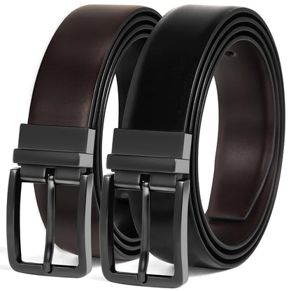 HOTMen's Belt Reversible Belt Men 1 Piece - 1 3/8" Leather Dress Belt - Trim to Fit for Elegant Style