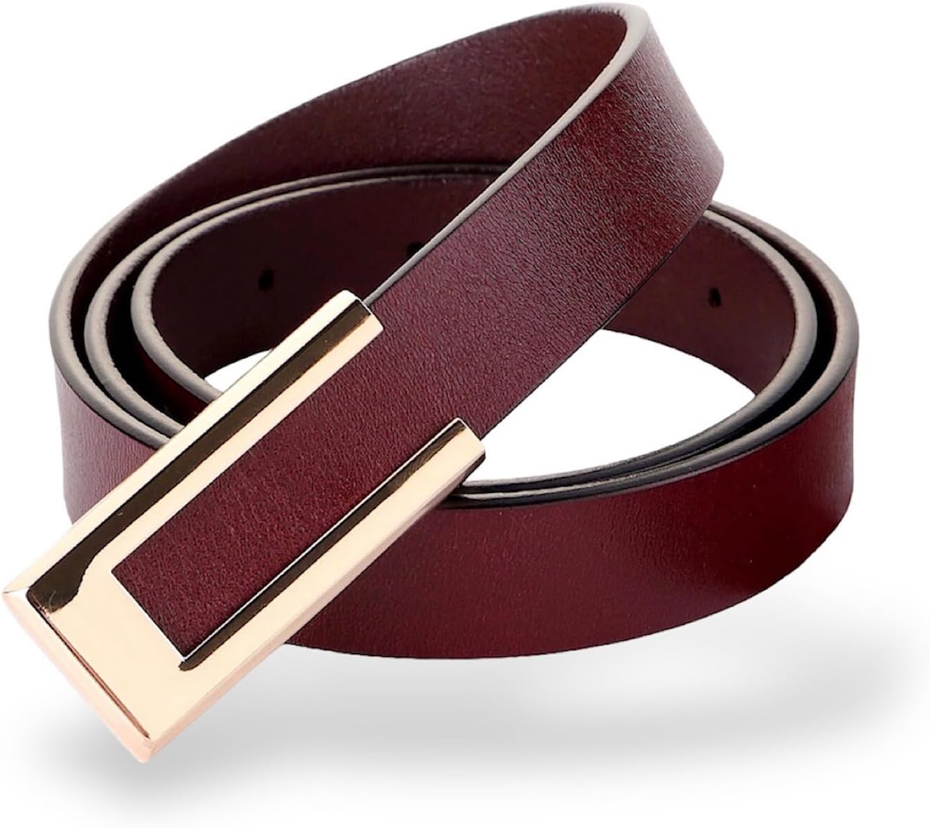 HOTWomen's Belt Genuine Leather Belts Durable Waist Belt Gold Color Buckle Waistband For Pants, Jeans, Width 0.80"