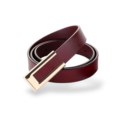 HOTWomen's Belt Genuine Leather Belts Durable Waist Belt Gold Color Buckle Waistband For Pants, Jeans, Width 0.80"