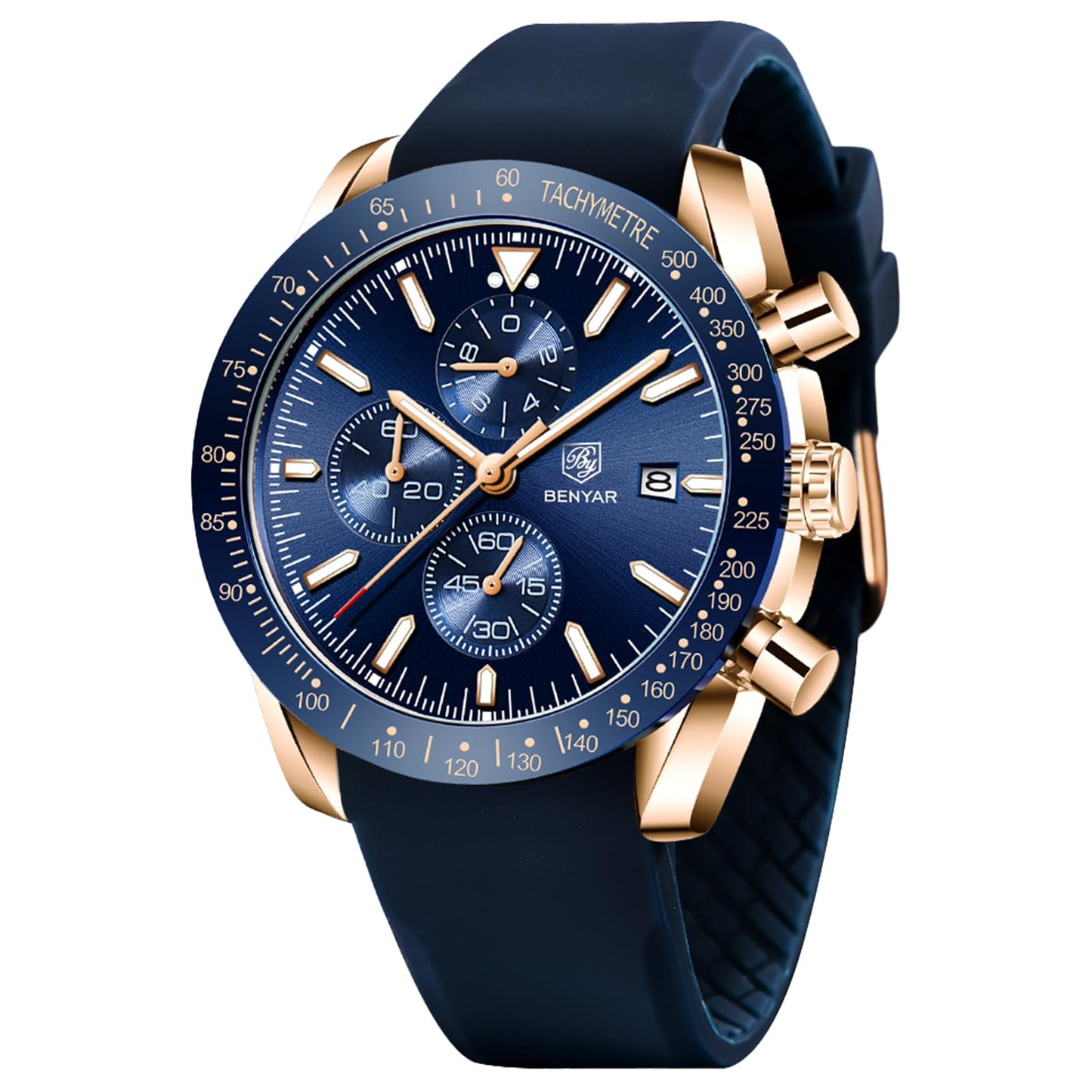 HOTBENYAR Mens Watches Quartz Movement Chronograph Leather Strap Fashion Business Sport Design 30M Waterproof Scratch Resistant Elegant Gifts for Men