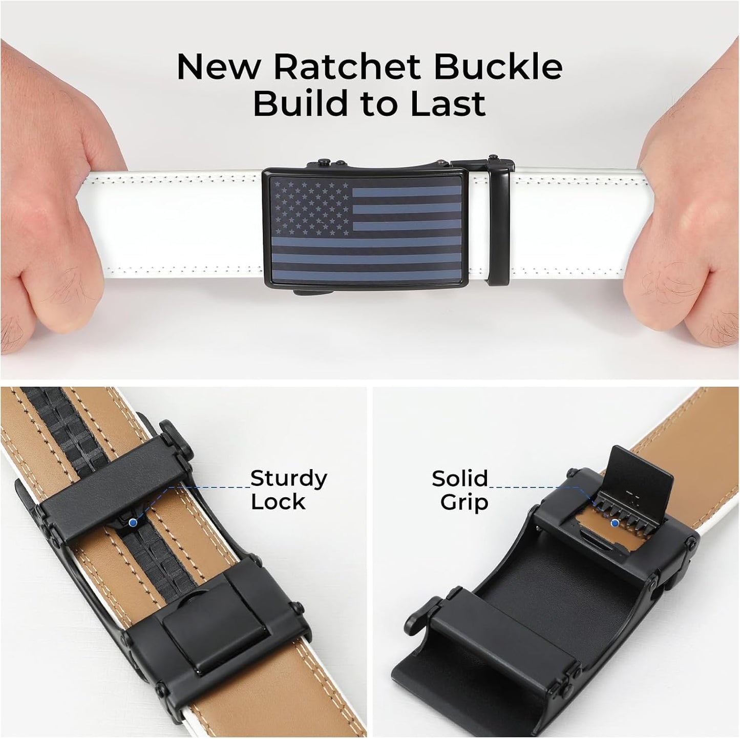 HOTSANSTHS Men's Belts Leather Ratchet Dress Belts for Men with Adjustable Slide Buckle in Gift Box