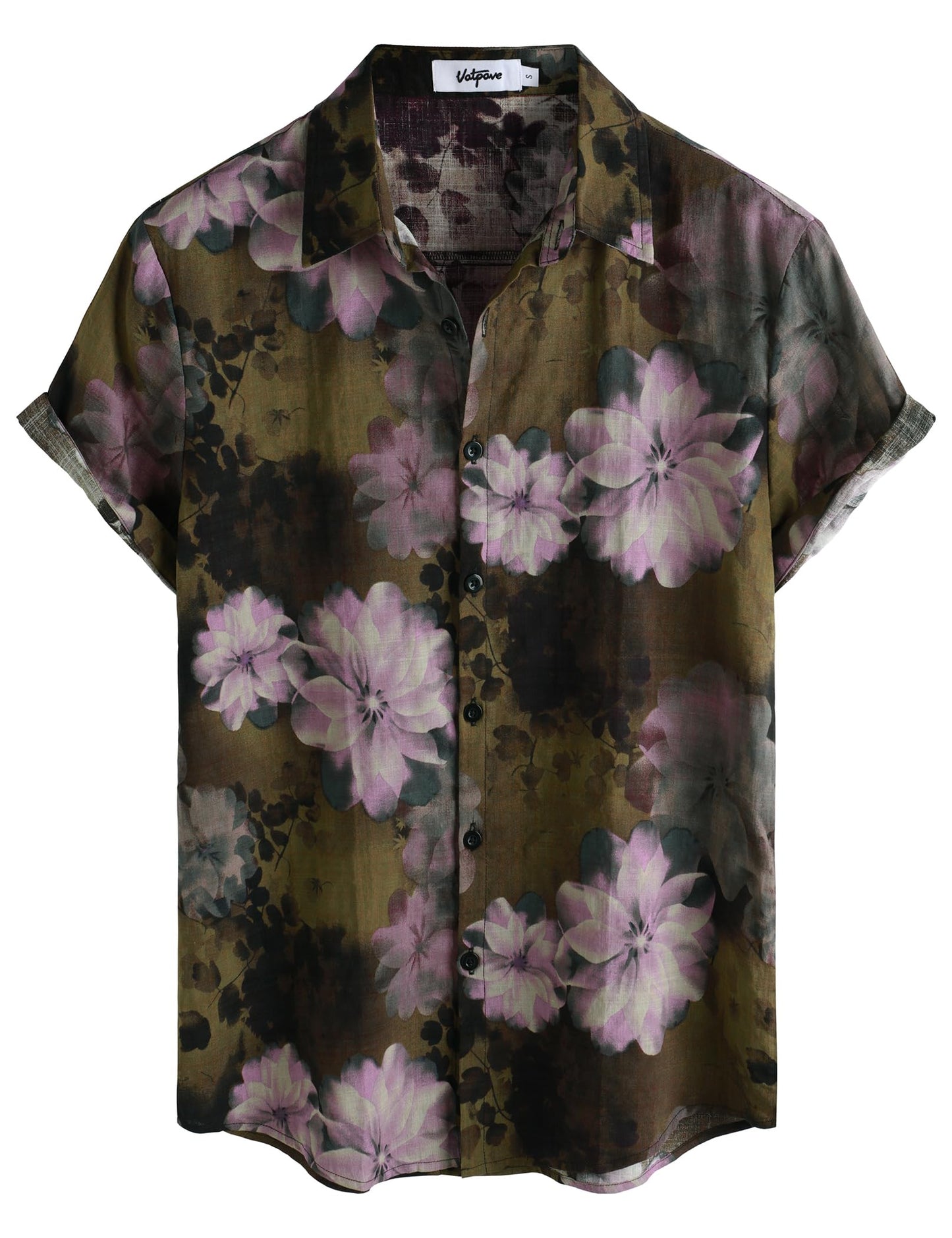HOTVATPAVE Mens Casual Short Sleeve Button Down Shirts Regular Fit Hawaiian Summer Shirt