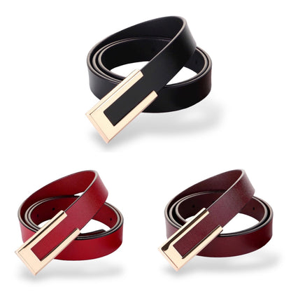 HOTWomen's Belt Genuine Leather Belts Durable Waist Belt Gold Color Buckle Waistband For Pants, Jeans, Width 0.80"