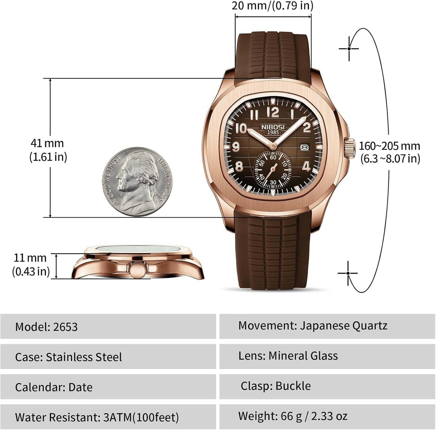 HOTNIBOSI Men's Analog Watch, Black Silicone Strap, Date Display | Unique Designer, Waterproof Fashion Casual Sports Classic Dress Quartz Wrist Watches for Men