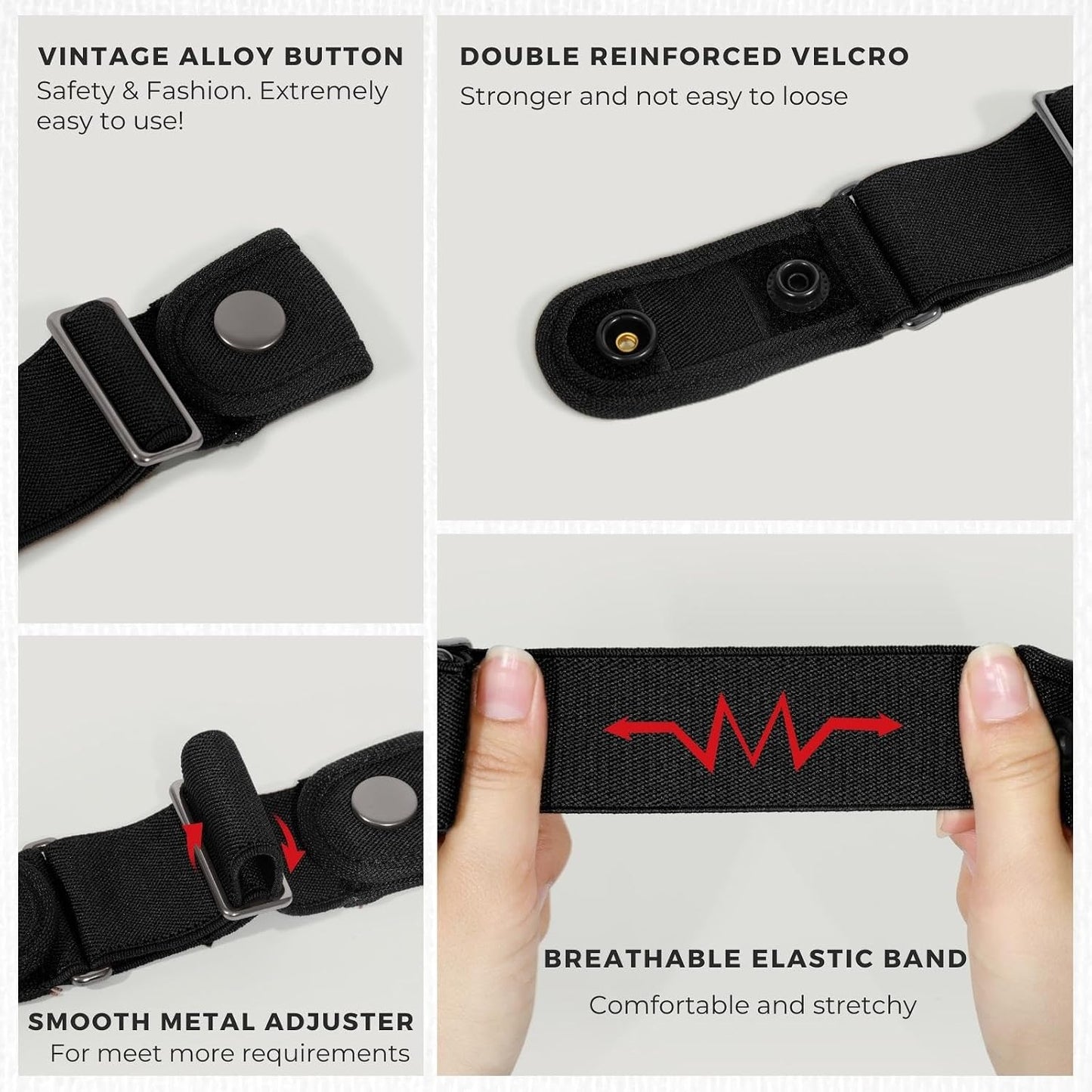 HOTBELTROAD No Buckle Belts for Men Women Side Belt without Buckle Elastic Stretch Adjustable Invisible Belt