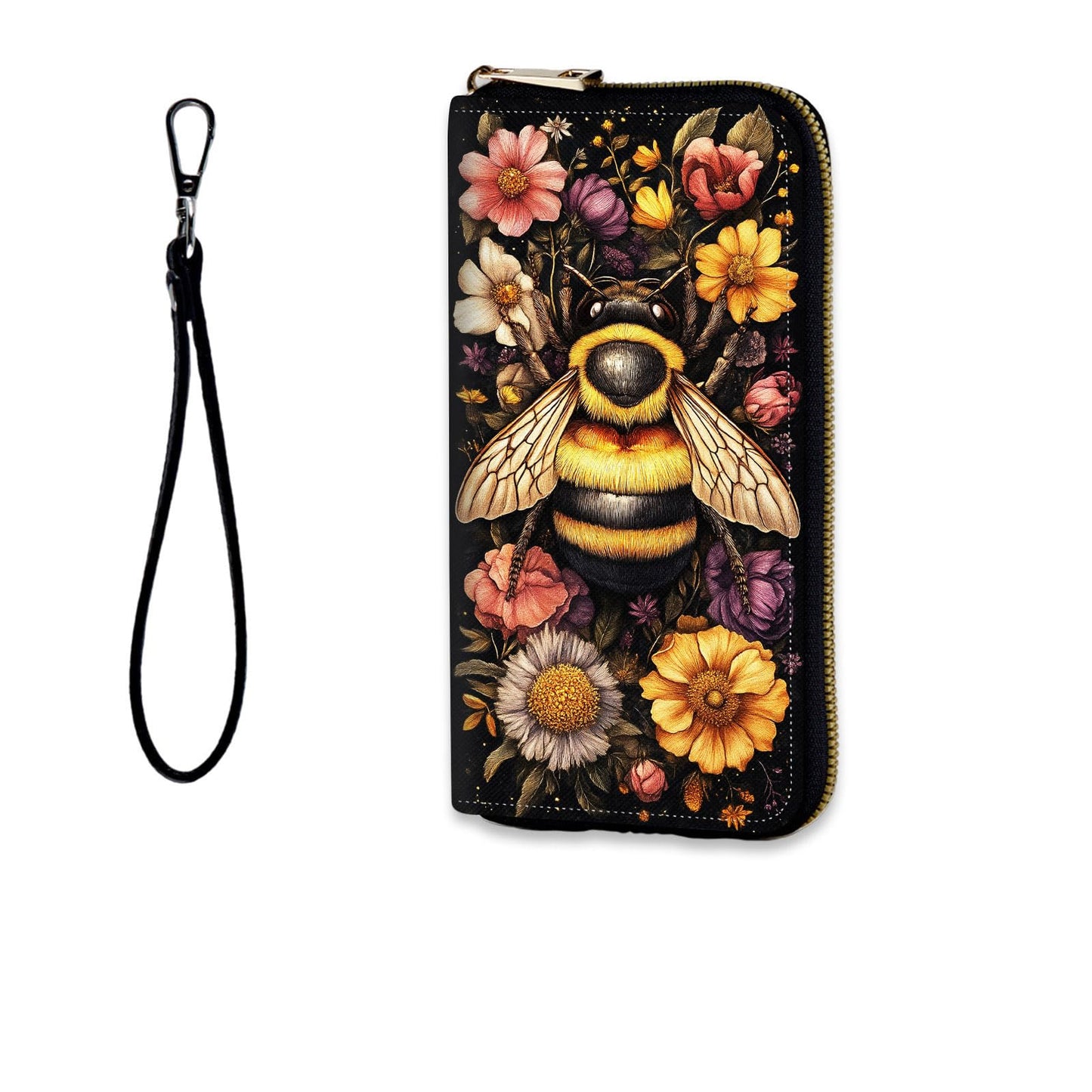 HOTWomens Wallet, RFID Wristlet Wallet for Women, Cute Ladies Purse, Large Credit Card Clutch Purse, Leather Card Holder Wallets with Zipper & Phone Holder,Vintage Books on Bookshelf