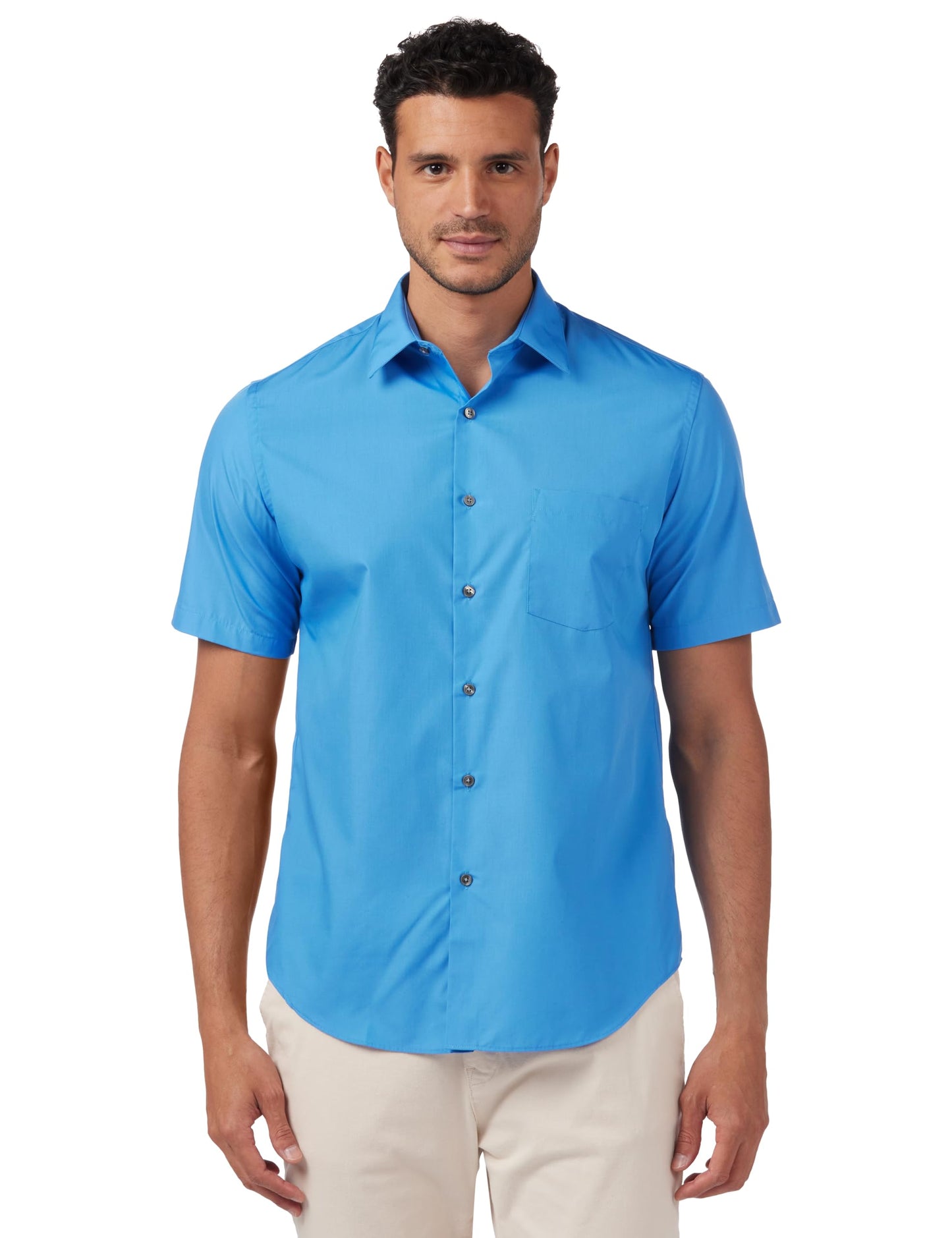 HOTVan Heusen Men's Short Sleeve Dress Shirt Regular Fit Poplin Solid