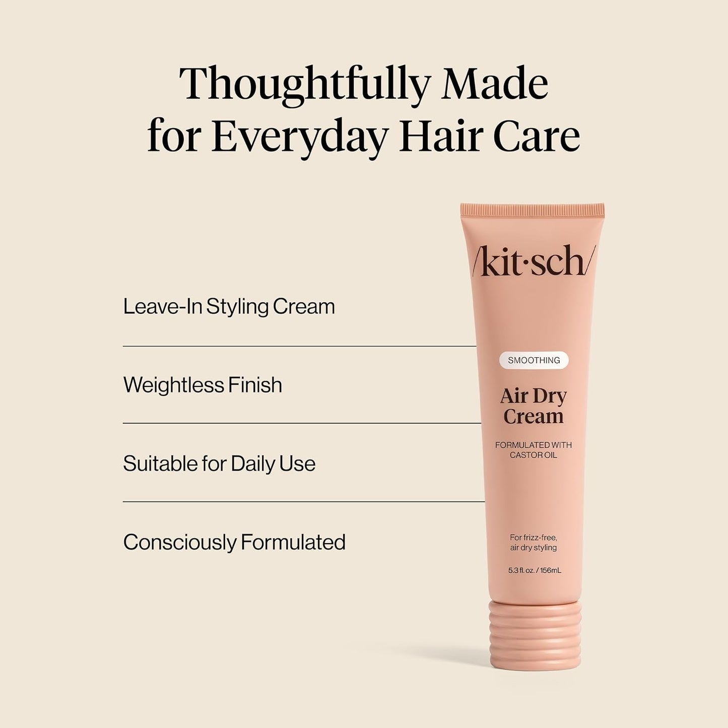 HOTKitsch Smoothing Air Dry Cream for Hair – Frizz Control Hair Care Product with Castor Oil & Coconut Oil– Weightless Styling Cream- Enhances Natural Texture Appearance – 5.3 oz