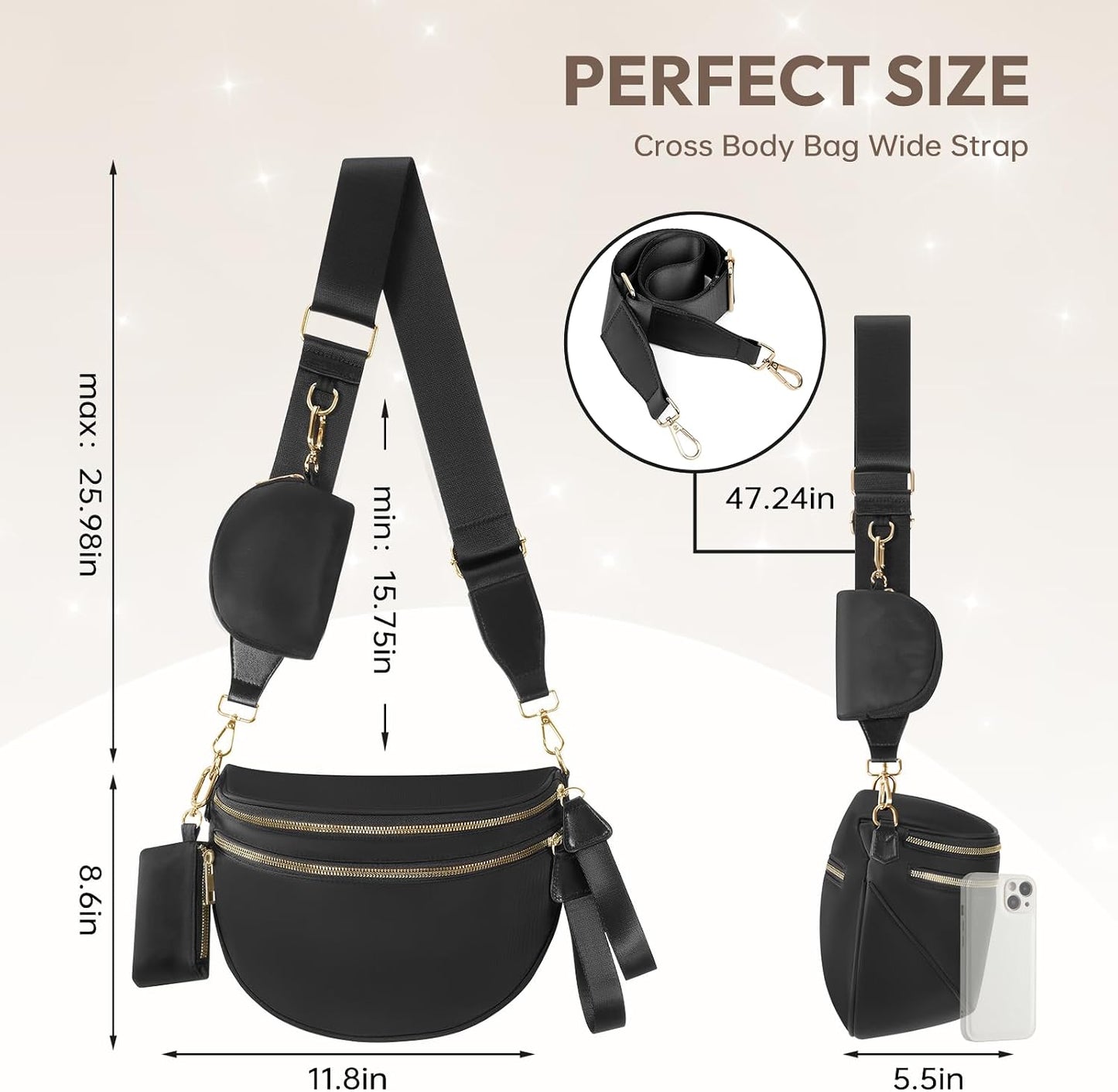 HOTCross Body Bag for Women Bum Bag Checkered Belt Bags Fanny Packs for Girls Travel Purse Fashion Waist Packs Crossbody Nylon Purse Trendy Shoulder Bags for Womens
