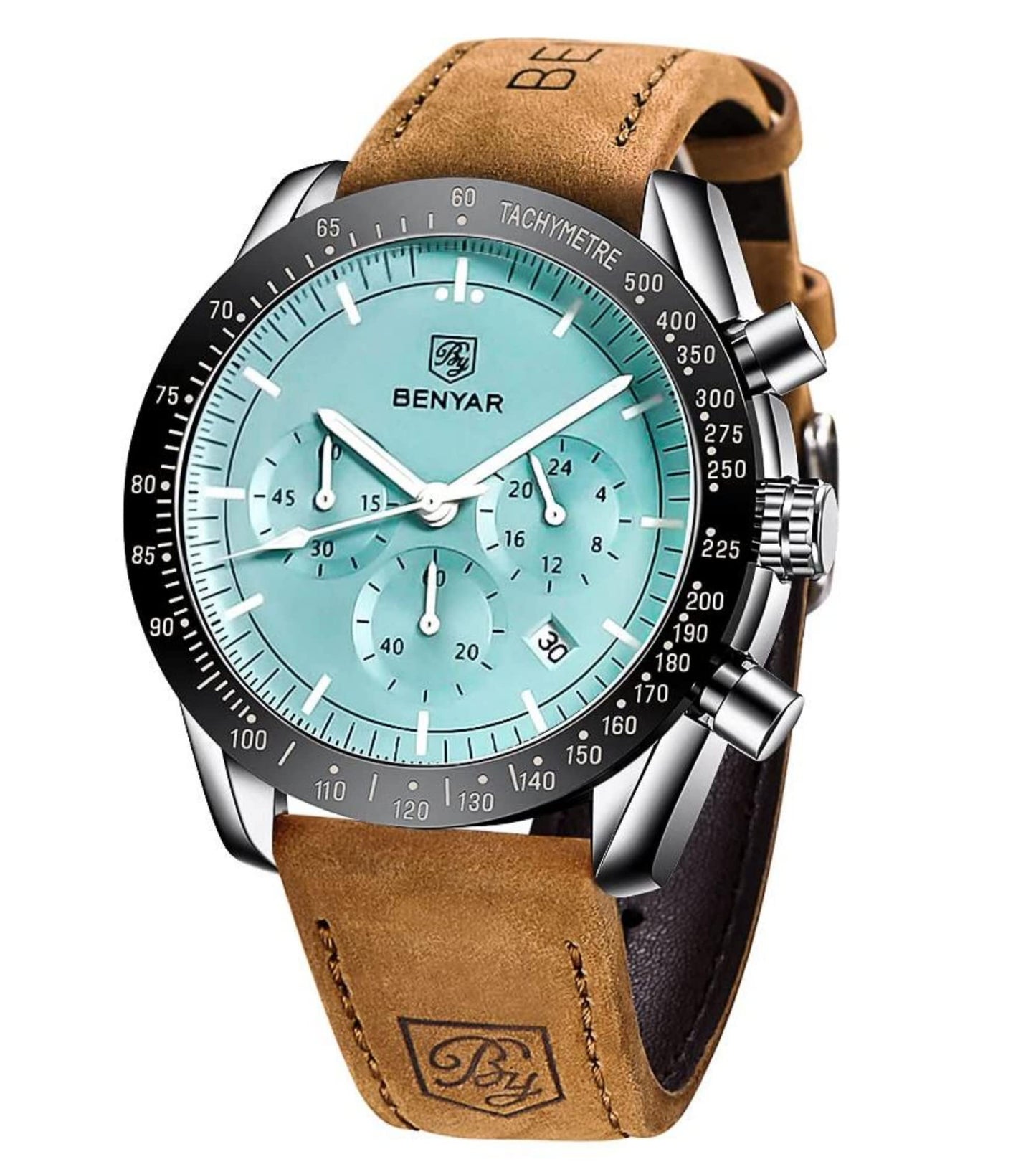 HOTBENYAR Mens Watches Quartz Analog Chronograph Waterproof Wrist Watches for Men Fashion Business Work Casual Sport Dress Watch with Calendar