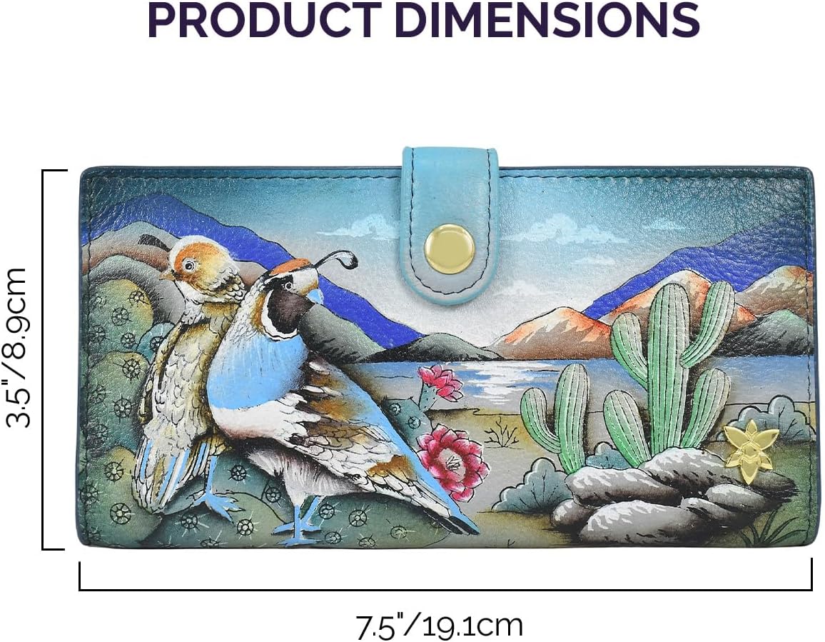 HOTAnuschka Women’s Original Genuine Leather Hand-Painted Two-Fold Organiser Wallet - Canyon Birds