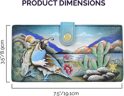 HOTAnuschka Women’s Original Genuine Leather Hand-Painted Two-Fold Organiser Wallet - Canyon Birds