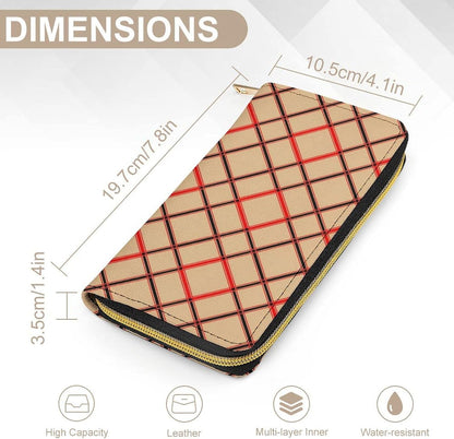 HOTFashion Decor Wallet, Long PU Zipper Wallet, Travel Purse Fashion Design, Huge Storage Capacity Wallet Compatible with Black Red Beige And White Plaid Tartan Flannel